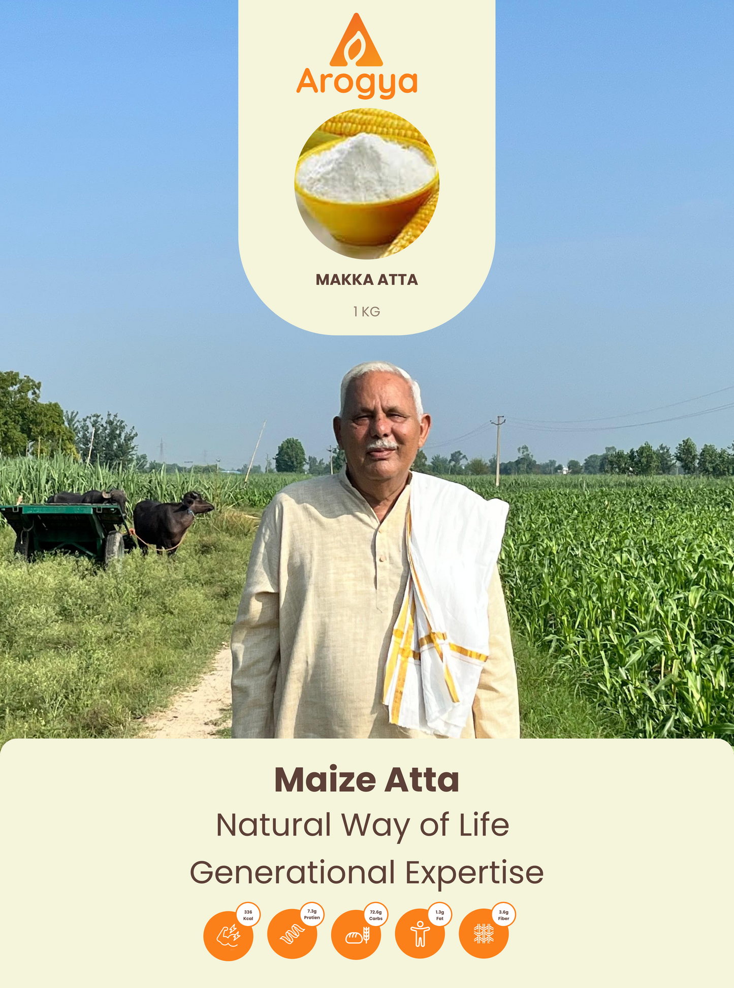 Arogya Makka Atta – 100% Natural Maize Flour, Gluten-Free & Energy Rich