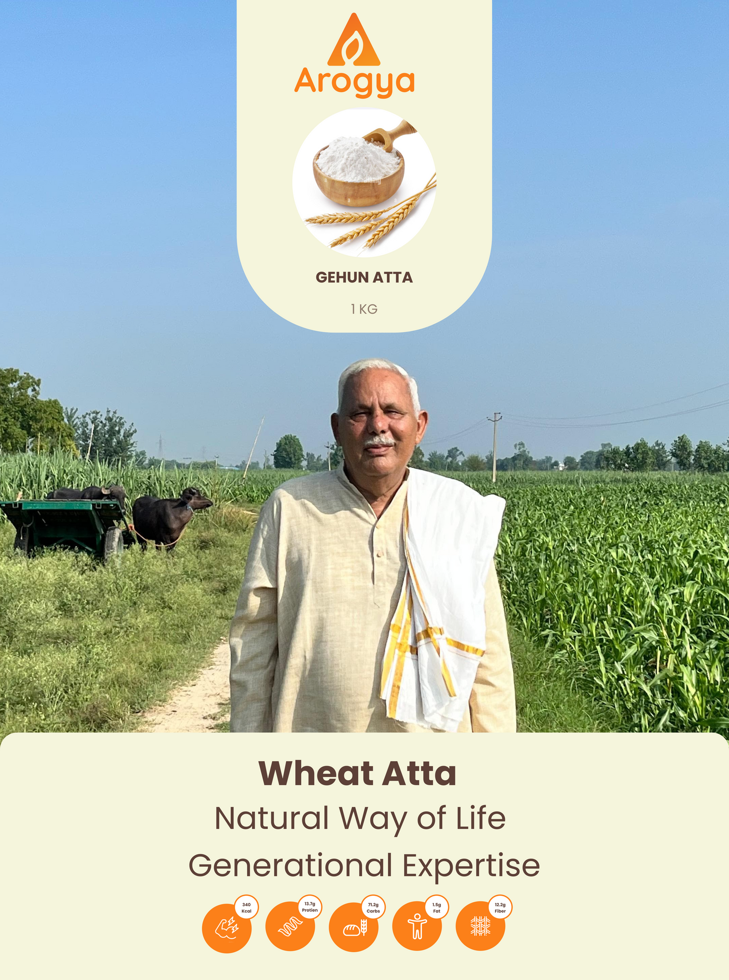 Arogya Wheat Atta – 100% Natural Whole Wheat Flour, Stone-Ground & Preservative-Free