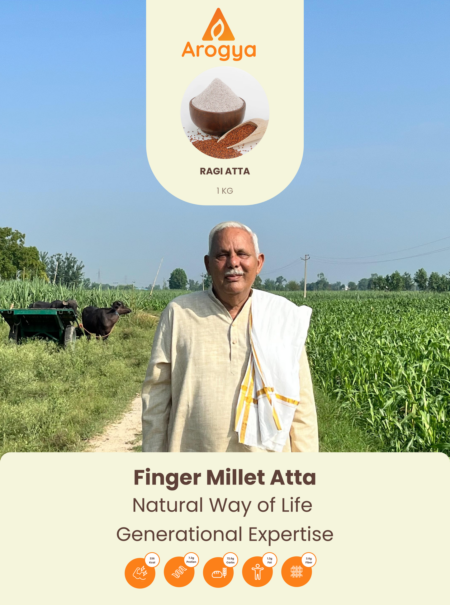 Arogya Ragi Atta – High Calcium Finger Millet Flour, 100% Natural & Gluten-Free