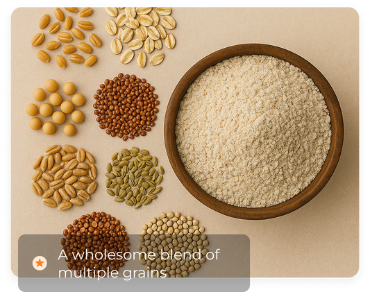 Multigrain Atta - 100% Wheat-Free (1kg)  | 10 Grain Flour | High Protein & Fiber